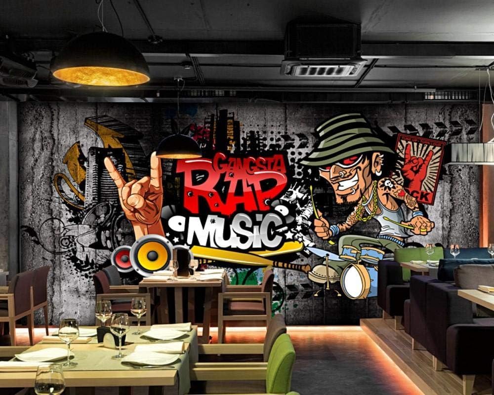 Musica Hip Hop Rock Retrò 3D Carta Da Parati Sfondi Ufficio Divano Camera Da Letto Sfondo Decorazione Murale-250cm×170cm