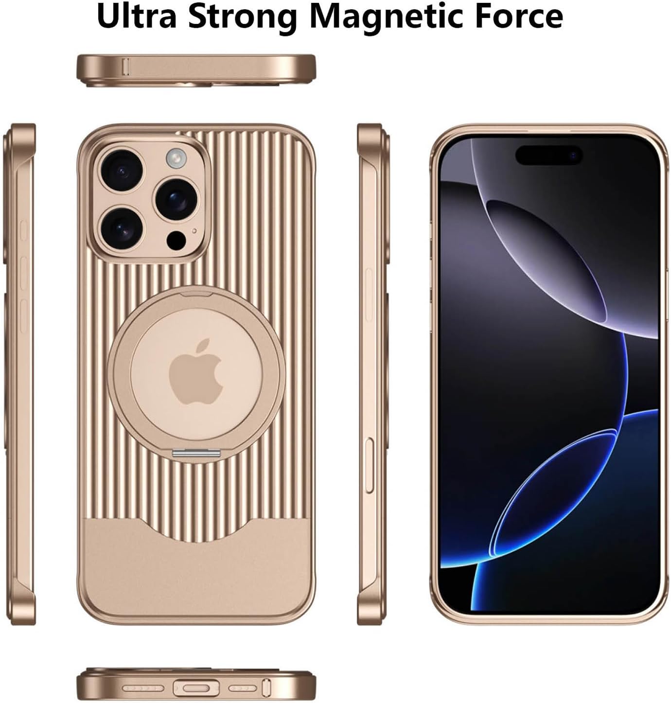 for iPhone 16 Pro Case， Equipped with a 360 ° Bracket [Compatible with MagSafe] Innovative Luggage Style Phone case, Aluminum Alloy wear-Resistant Shell (Titanium,iPhone 16 Pro)
