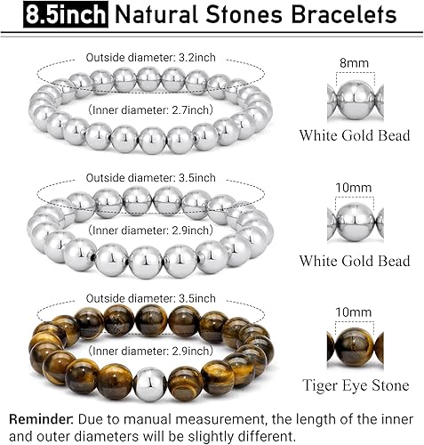 Miniatura 5 de HOBT Pulsera para hombre, pulsera elástica de ojo de tigre, pulseras de cuentas de piedra natural, pulsera de roca de lava negra para niños, regalo