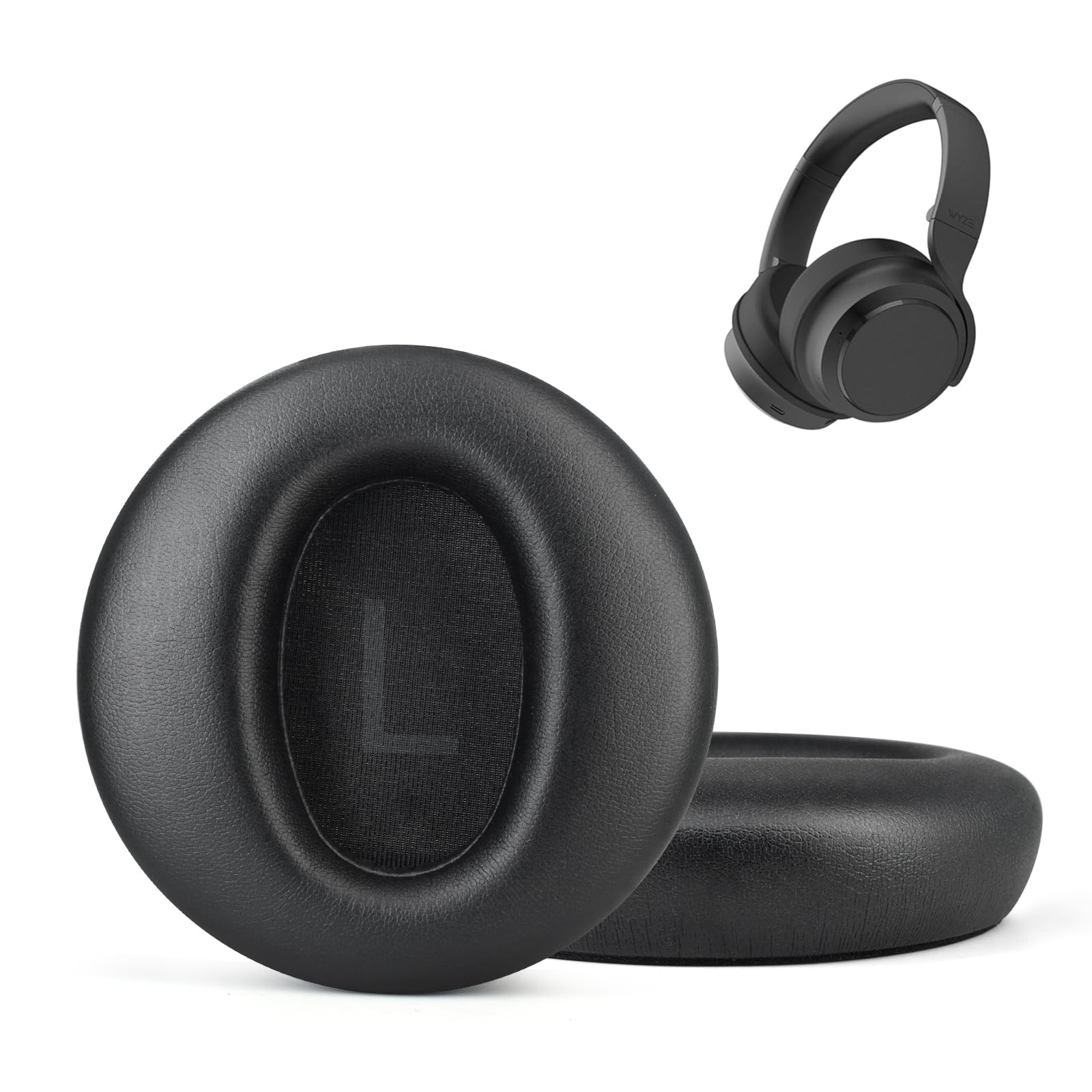 JOYSOG Headphones Replacement Ear Pads for Wyze Noise Cancelling Over Ear Headphones Ear Cushions Cover Repair Part (Black)