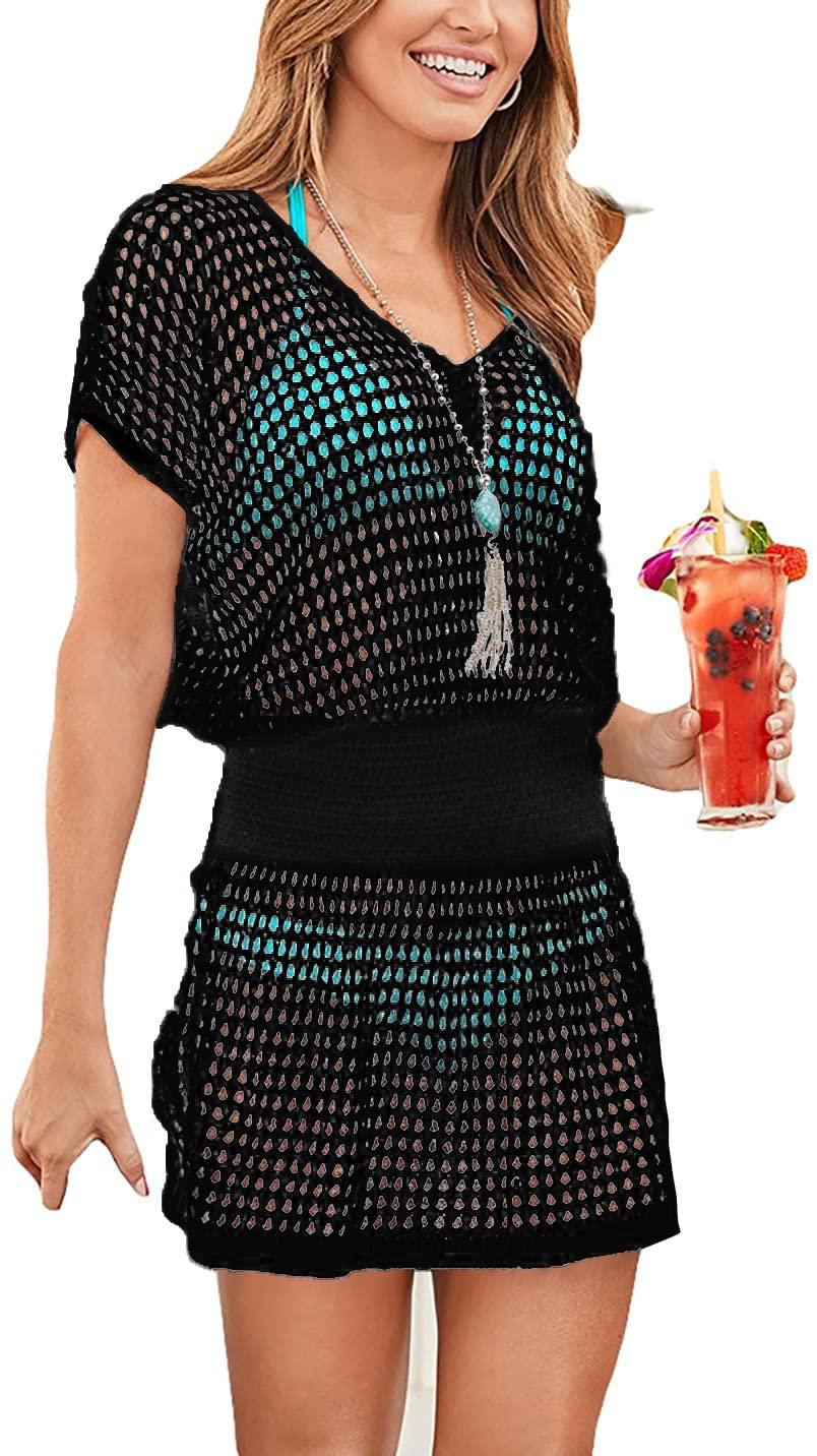 JFAN Ropa de Playa Hueca para Mujeres Bikini para Cubrir la Ropa de baño de la Playa Vestidos de Vacaciones de Verano
