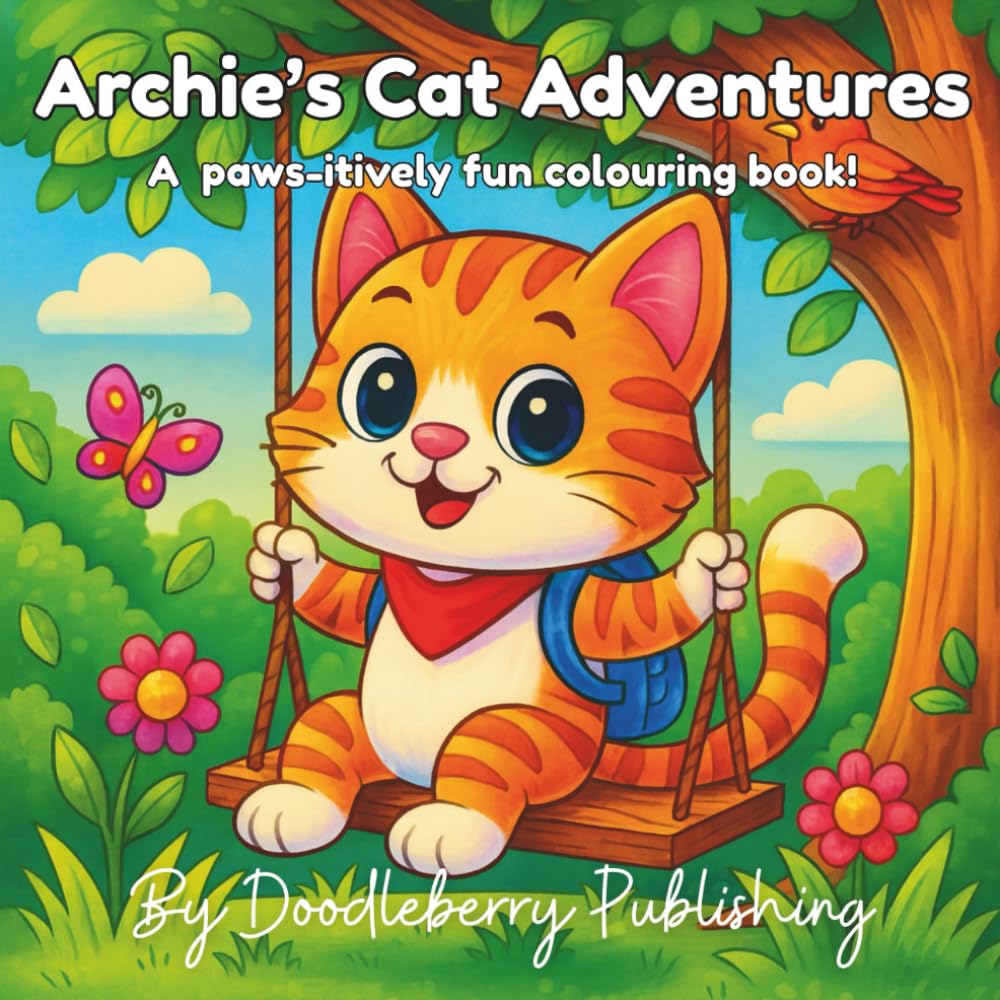 Archie's Cat Adventures: A playful cat colouring book for children (Doodleberry Animal Friends Collectable Colouring Series)