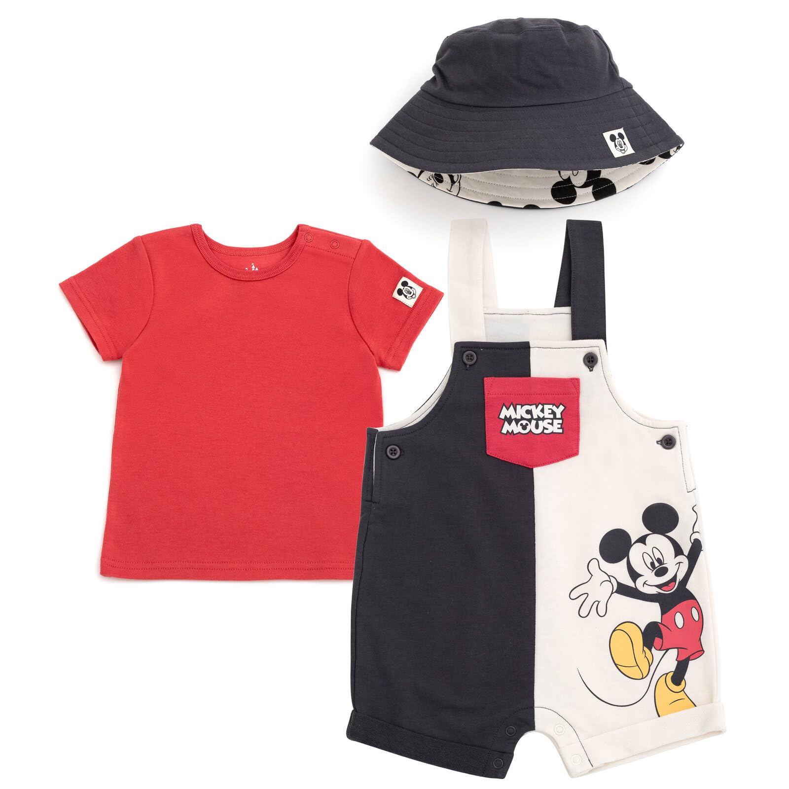 Disney Mickey Mouse Baby French Terry Shortalls Kurzarm T-Shirt & Mütze Set