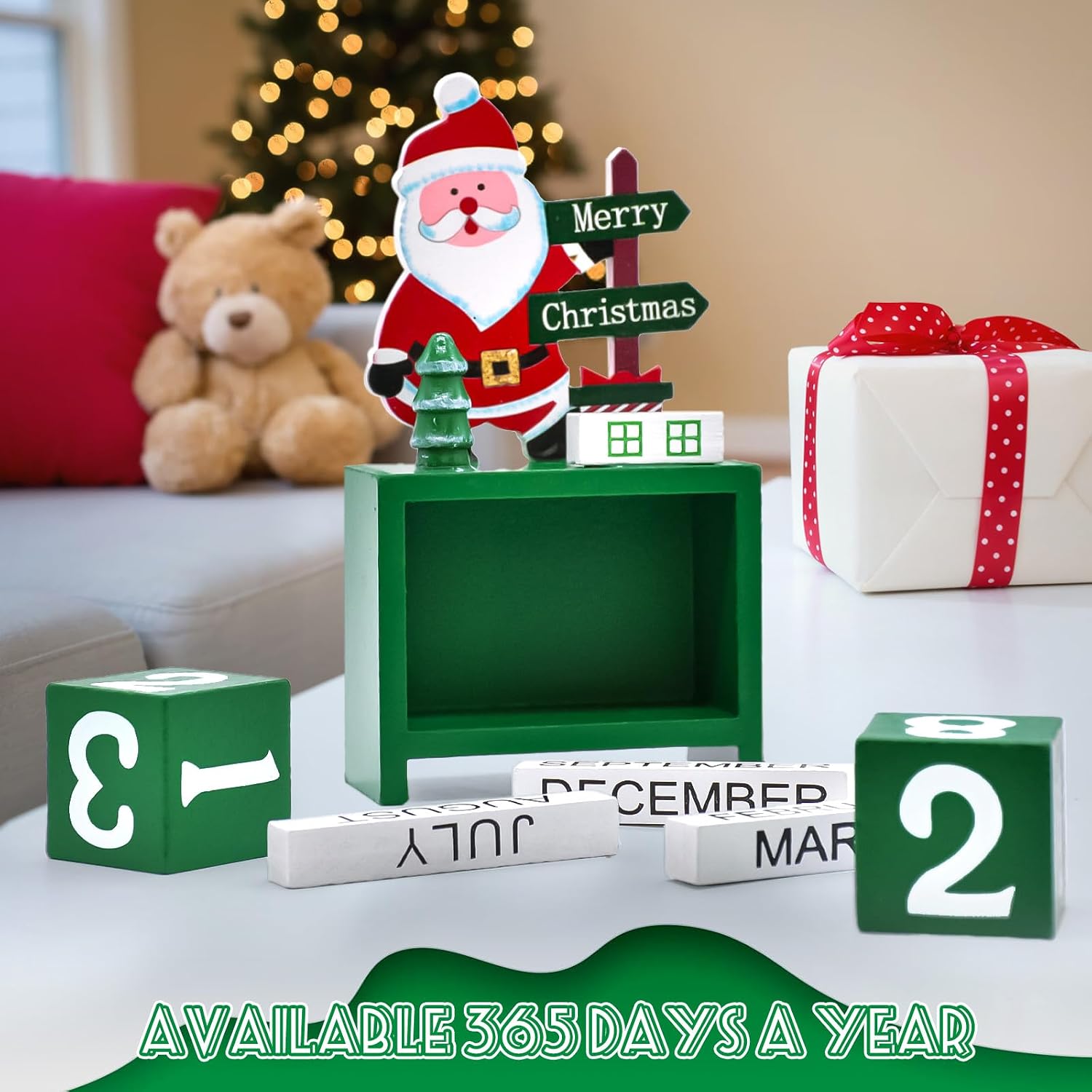 2025 Christmas Countdown Advent Calendar, Days Until Christmas Countdown Desk Wooden Decoration Home Ornaments Office Decor Funny Gifts for Kids & Adult - Santa