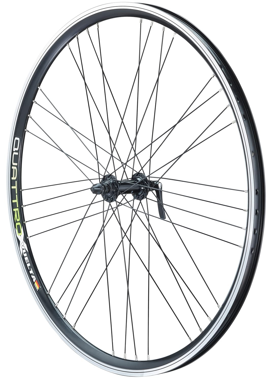 Vuelta Laufradsatz 28 Zoll inkl. Deore HBT610/Acera FH-T3000 Quattro X - Made in Germany - QR Vorder-&Hinterrad mit Felgenbremse/V-Brakes Schwarz - 622x21c Hohlkammer-Laufräder - MTB, ATB