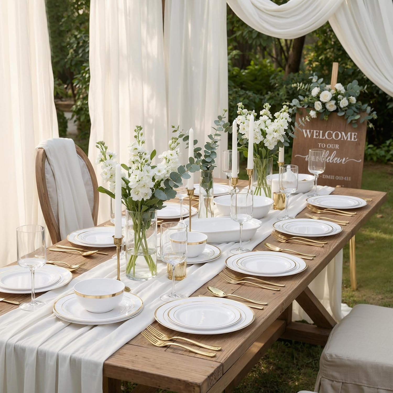 NOCCUR 400PCS Gold Plastic Silverware - Gold Plastic Cutlery Include 200 Forks, 100 Spoons, 100 Knives, Disposable Silverware Perfect for Party&Daily Using