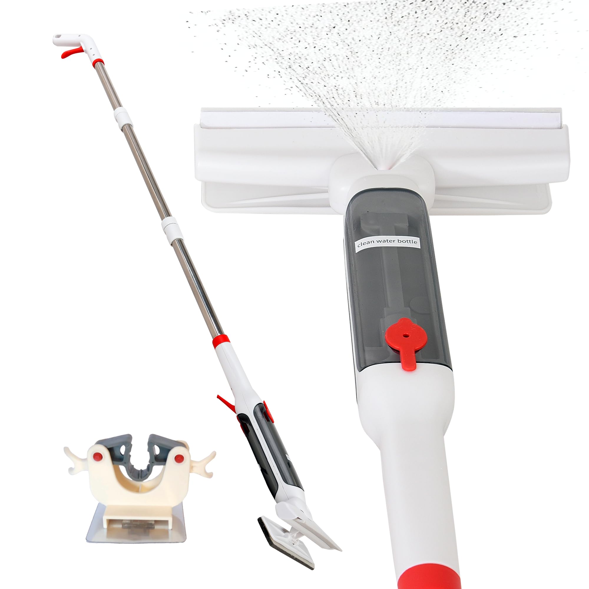Limpiador de ventanas con limpiadores delanteros y traseros + pulverizador expandible, escobilla de aspiradora de ventanas, kit completo para cristales, ventanas y espejos, secado rápido, herramienta