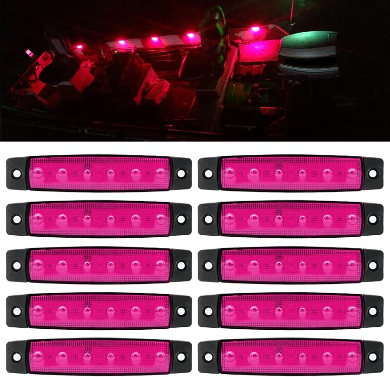 Luzes laterais de marcação LED FXC 12 V com lente roxa para caminhão, trailer e veículos utilitários – Kit com 10 unidades