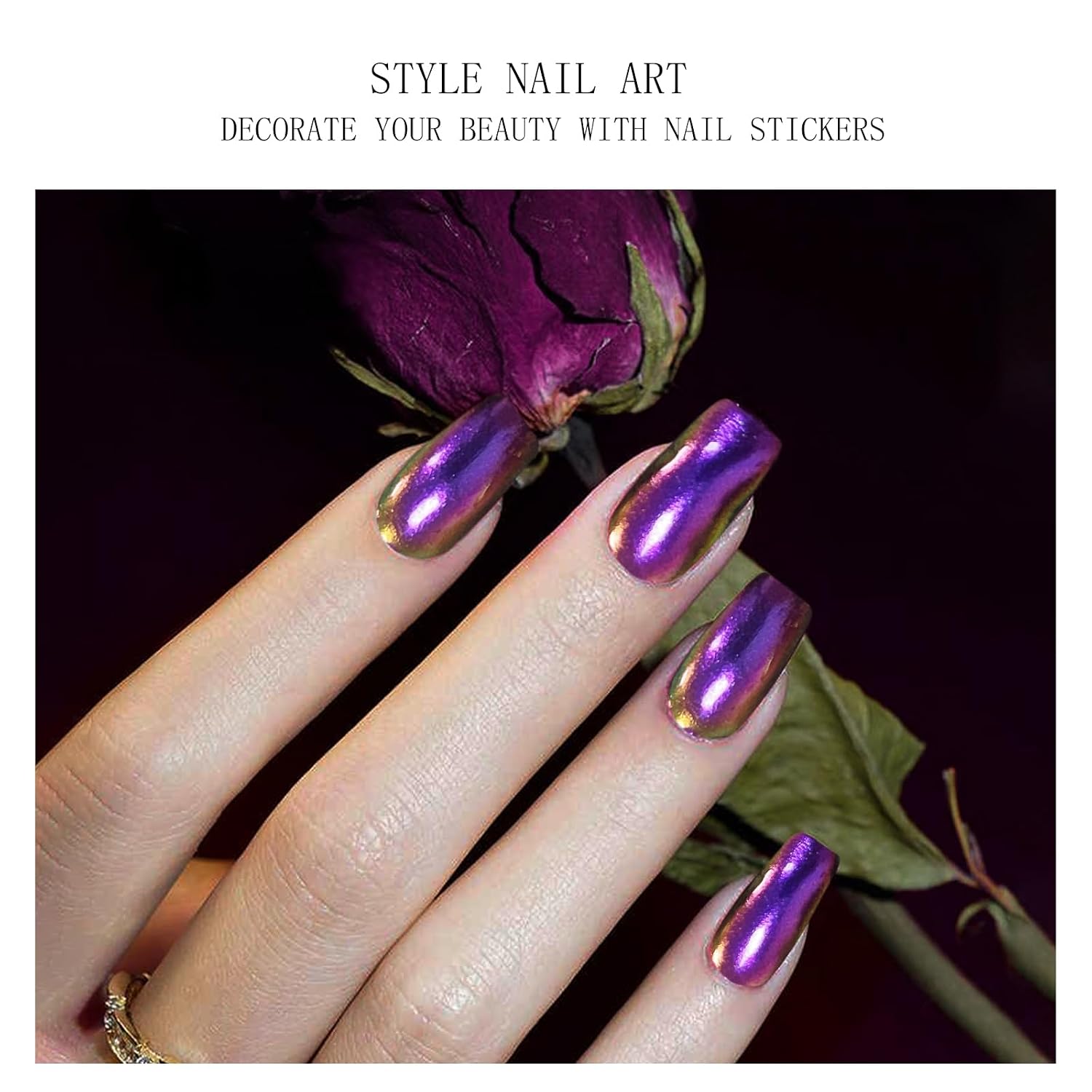 JMEOWIO Gel Nail Stickers Purple Laser Semi Cured Gel Nail Strips Wraps UV/LED Nails Art Design Decoration Accessories
