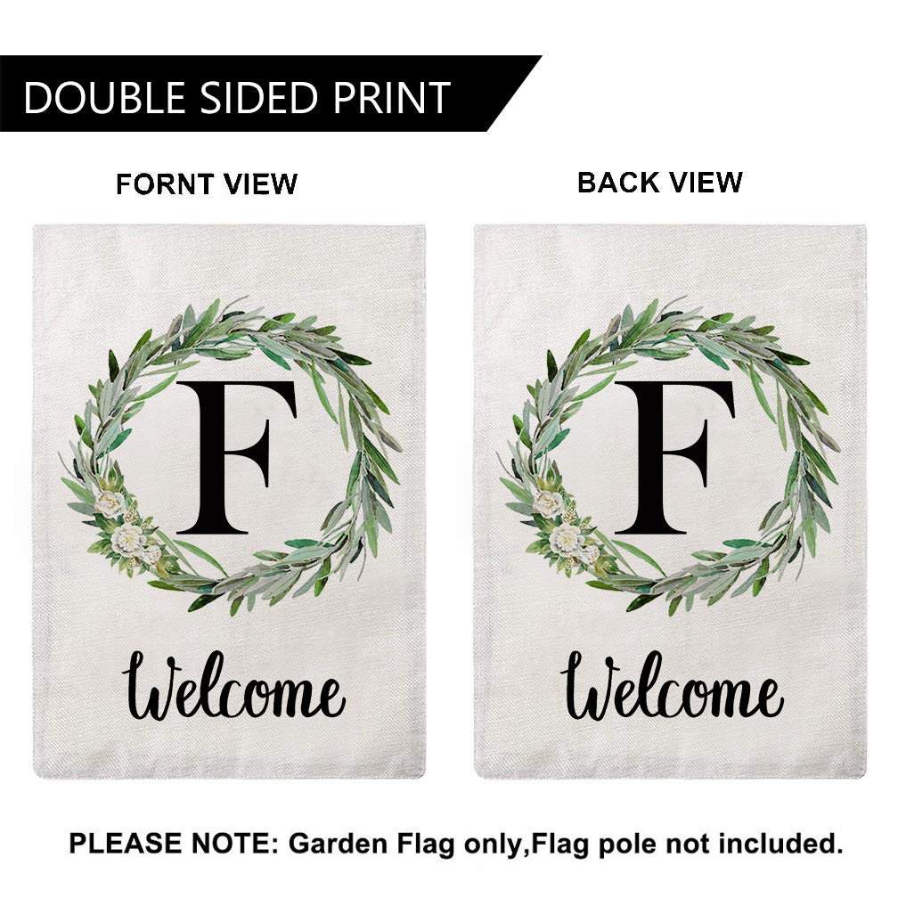 ULOVE Gartenflagge „C“ Mit Olivenkranz – Doppelseitig, 31,8 X 45,7 Cm, Wetterfest Aus Polyester-Jute – Deko Für Terrasse, Haus & Garten