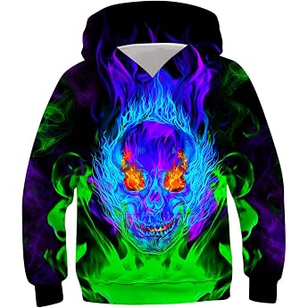 kids4ever Unisex Children's Hoodie 3D Funny Print Long Sleeve Pullover Hoodies Sweatshirt for Boys Girls with Pocket Age 6-16