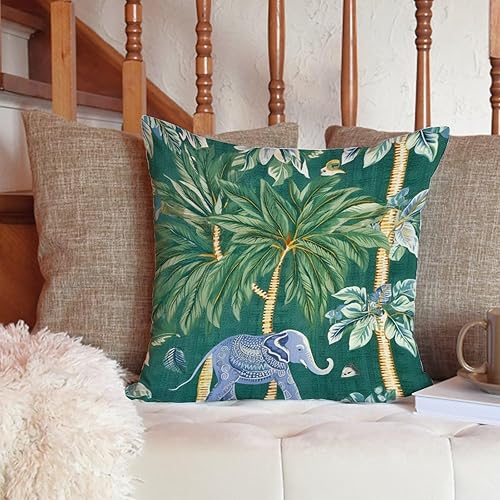Vista 25 de ArogGeld Fundas de cojín asiáticas escénicas elegantes chinoiserie, diseño de loto verde, pájaros, jardines, funda de almohada para sofá
