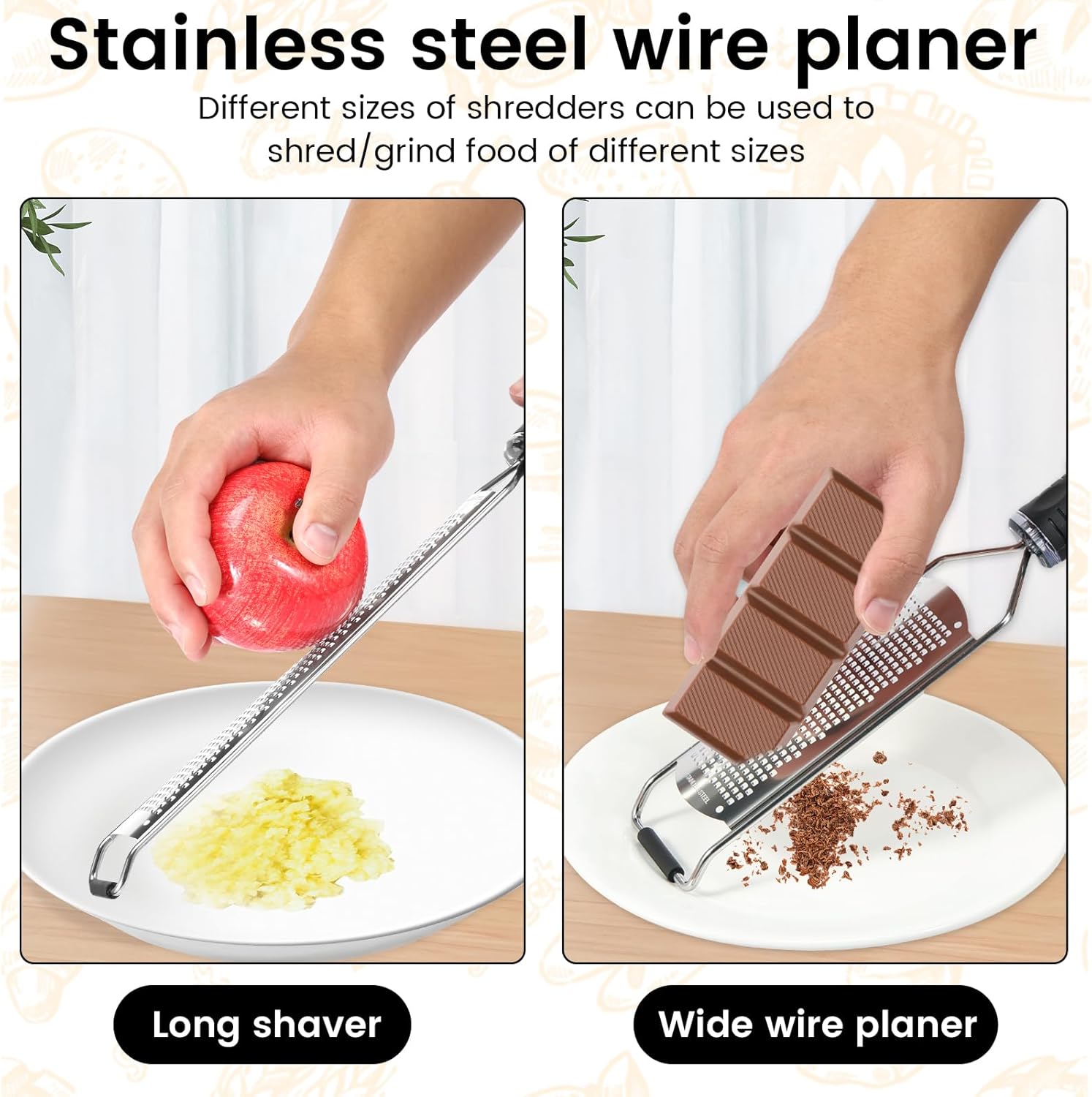 8Pcs Stainless Steel Lemon Zester with Handle, Rust Proof Incisive Handheld Cheese Shredder, Nutmeg Grater With Hanging Hole for Kitchen Bar, Dishwasher Safe