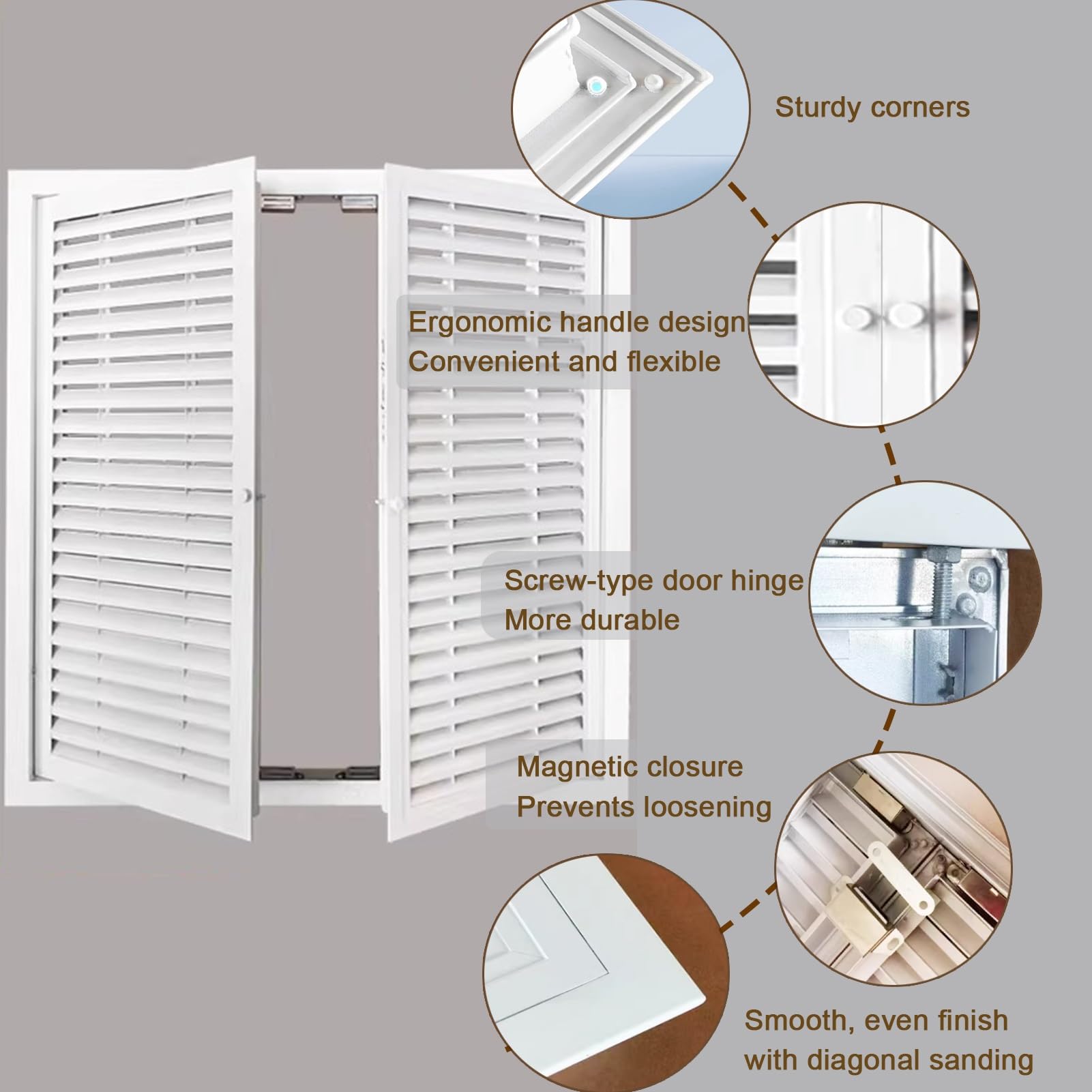 Rejilla de ventilación de aluminio blanco de dos caras con cubierta extraíble, 40 x 50 cm, ideal para calefacción por suelo radiante y ventilación de retorno de caja eléctrica