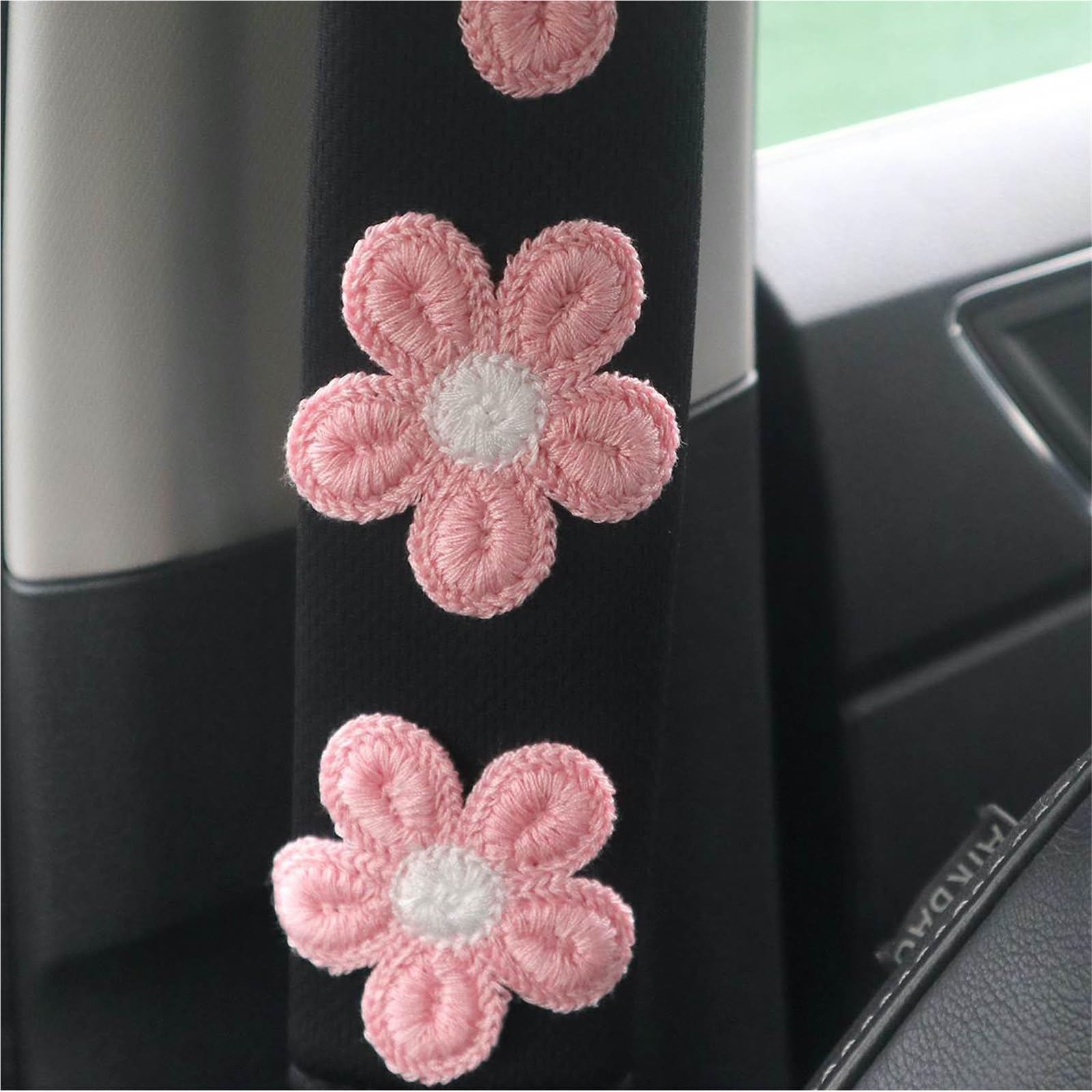 Protector Cinturon Coche Protector de hombro de flores for cinturón de seguridad de coche, Protector de hombro creativo de dibujos animados, accesorios interiores de coche de flores pequeñas, 2 uds.