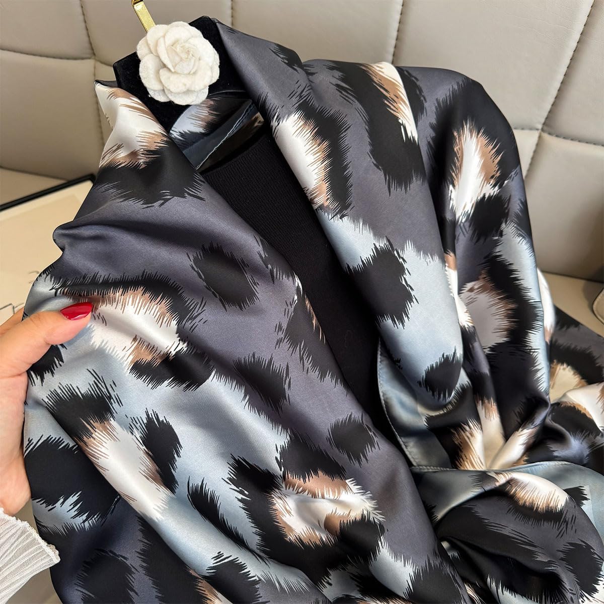 Women Scarf Headscarf Silk Feeling Scarf Fashion Scarves Long Lightweight Shawls for Women - Image 5