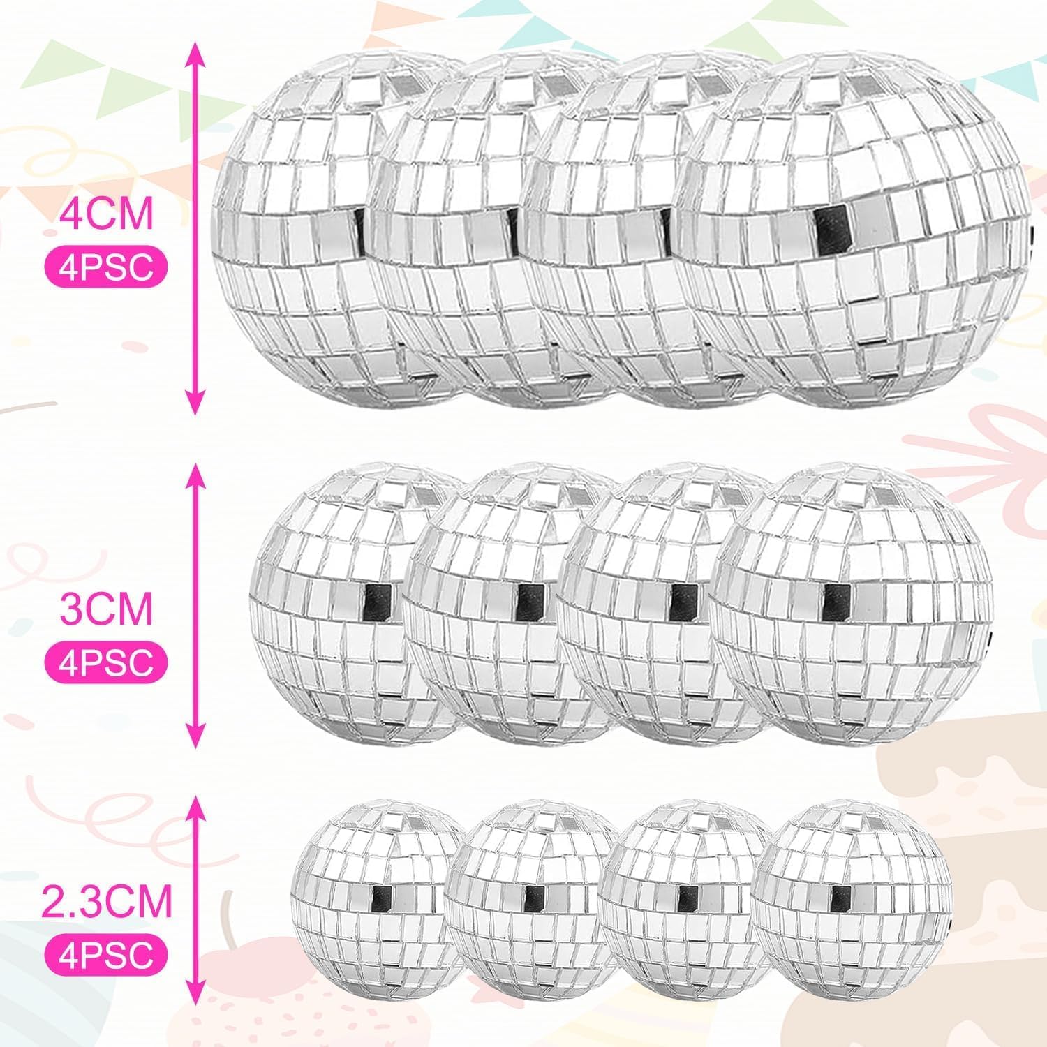 Disco Ball Cake Decorations - 12-Pack Mini Reflective Disco Balls, Perfect for Cake Toppers Party Decorations, and Celebrations - Image 2