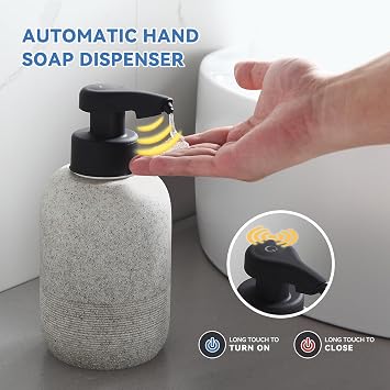 Automatic Liquid Soap Dispenser, 15oz/420mL, Touchless Hand Sanitizer Dispenser Electric, Motion Sensor Waterproof Pump for Bathroom Kitchen Dish Soap, USB C Rechargeable 1800mAh(Gray)