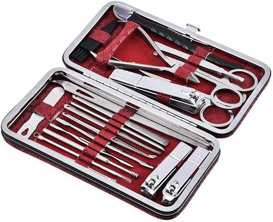 Travel Mini Nail Set 20pcs/Set Stainless Steel Nail Trimming Tool Nail Clippers Set Beauty Scissors Manicure Pedicure Nail Clippers Kit Portable Travel Beauty kit (Color : E Blue, Size : Free) (Wi