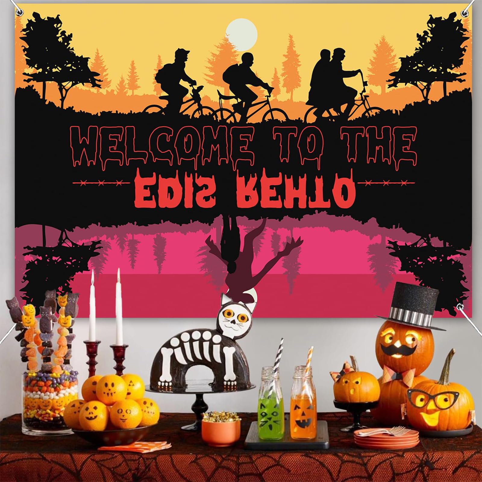 Decorazioni per feste di compleanno Stranger Grande sfondo 180 x 110 cm Photo Booth Puntelli "Welcome to The Other Side" The Haunted Forest Adatto per feste di compleanno, servizi fotografici e tutte