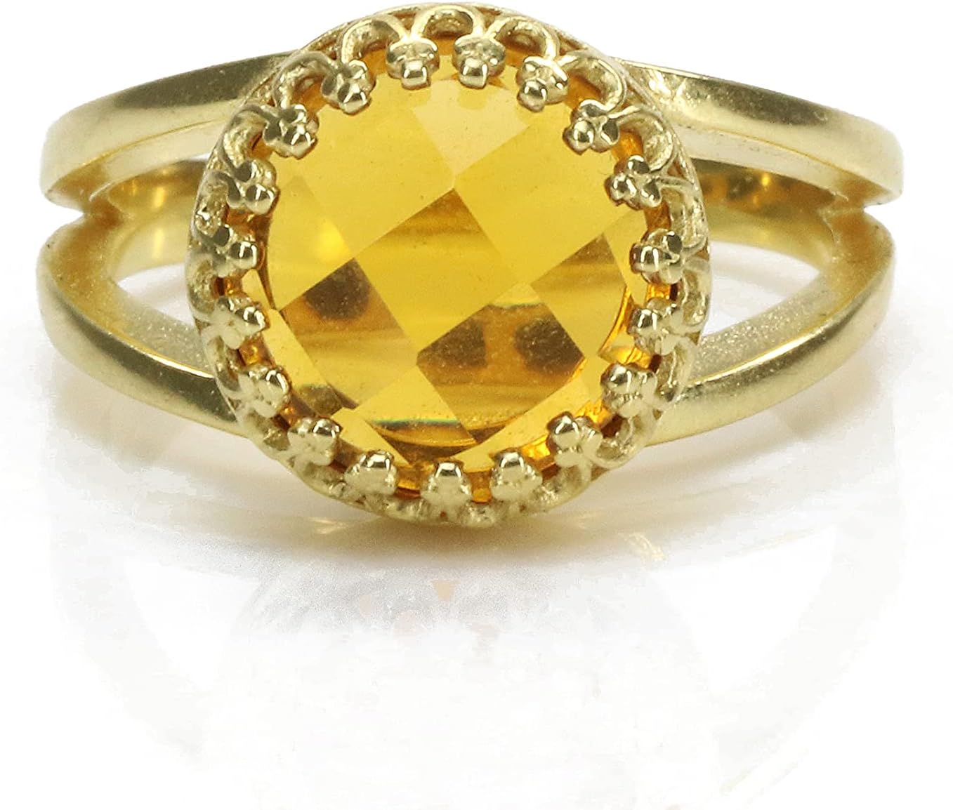 Delicate Citrine Gemstone Ring - Vintage Style Birthstone Rings for Women - Handmade Gold Jewelry for Fashion, Wedding, Engagement, Anniversary and Birthday for Her - Customizable