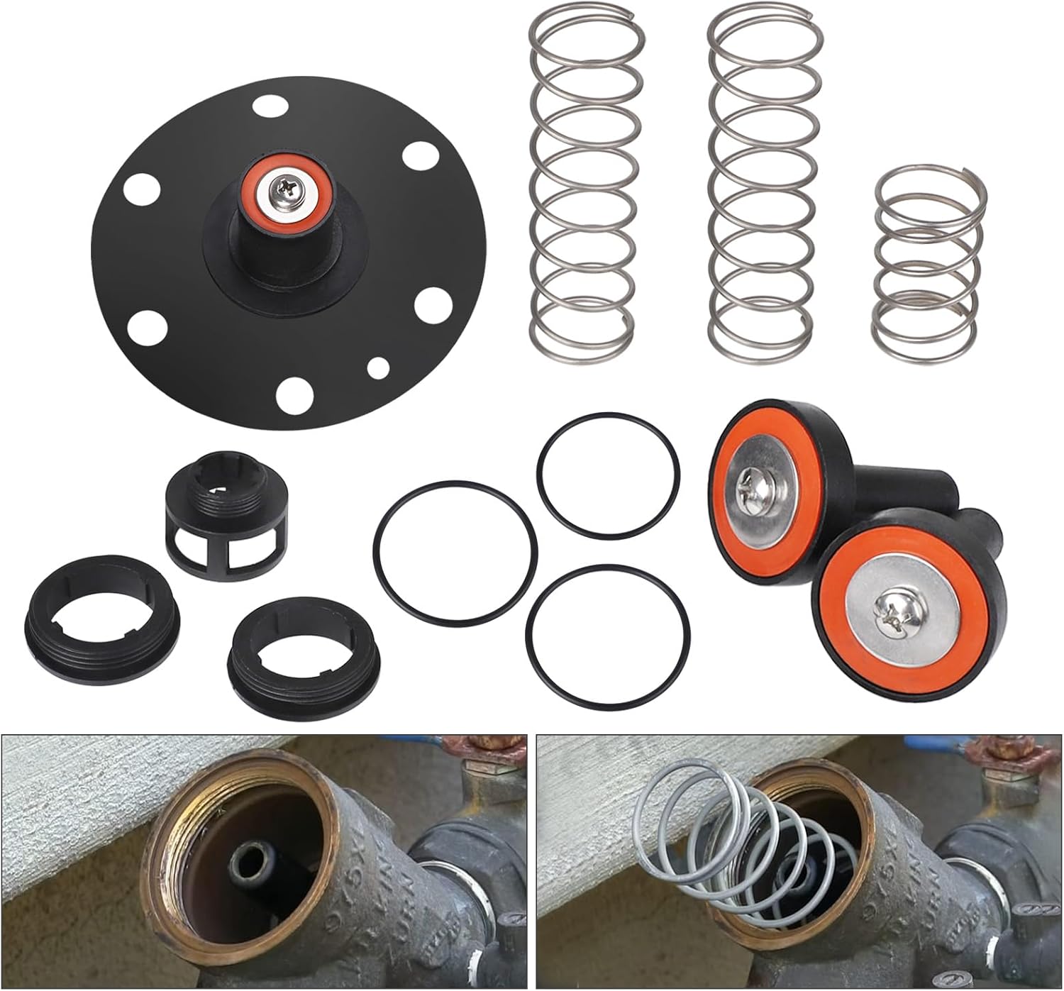 1-1/4”-2” Complete Repair Kit Fit for Zurn Wilkins 975XL 975XL2 Backflow Preventer Rebuild Kit for Poppets, Springs and Seats Replacement
