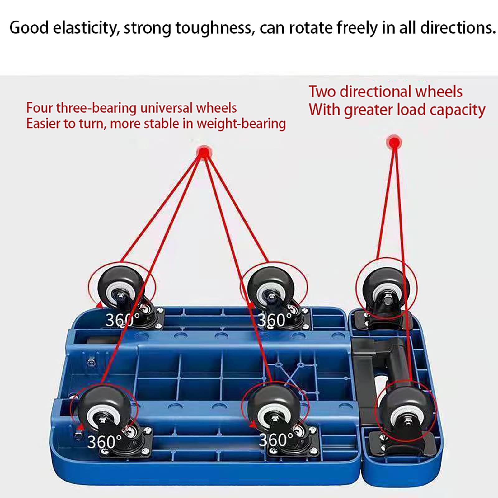 Carrello pieghevole con 6 ruote, capacità di carico di 99,8 kg, antiscivolo, manico retrattile, perfetto per trasportare alimenti e oggetti pesanti