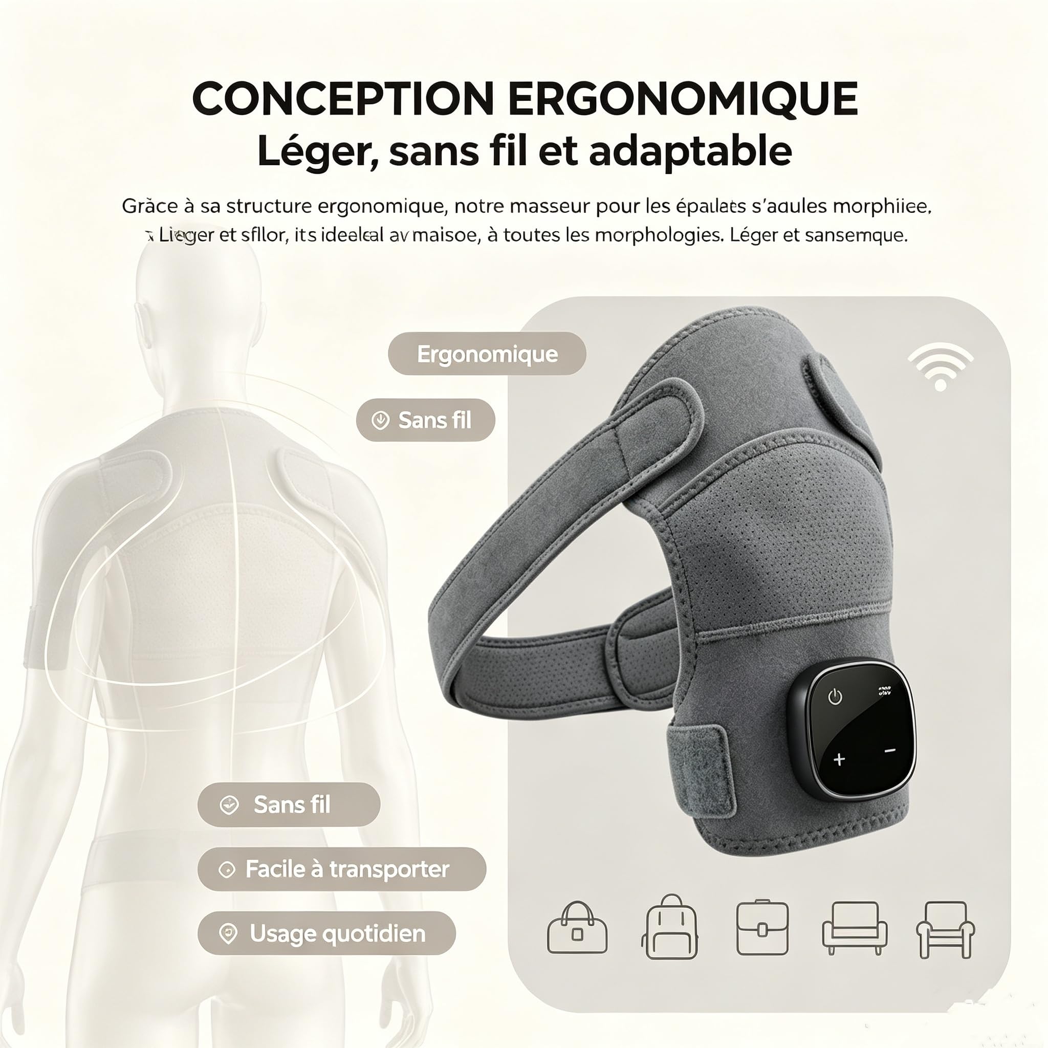 ErgoDream Appareil de massage pour les épaules,Portable