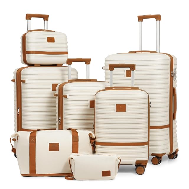 Joyway Luggage Set 7 Piece Suitcase Sets with Spinner Wheel Hardside Expandable Travel Laggage with TSA Lock 18