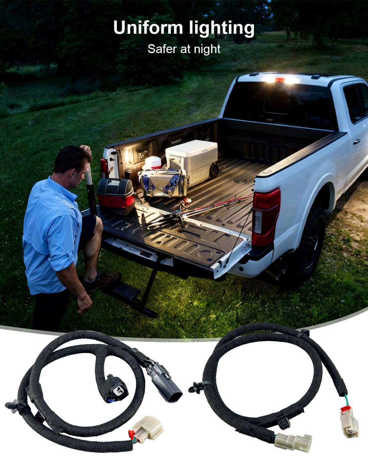 Truck Rear Cargo Box Lighting Lamp Wiring Fit for Ford F-150 2021-2023, Driver and Passenger Side Bed Light Jumper Harness Replace ML3Z-14A411-D RL3Z-14A411-B ML3Z-14A411-F RL3Z-14A411-C
