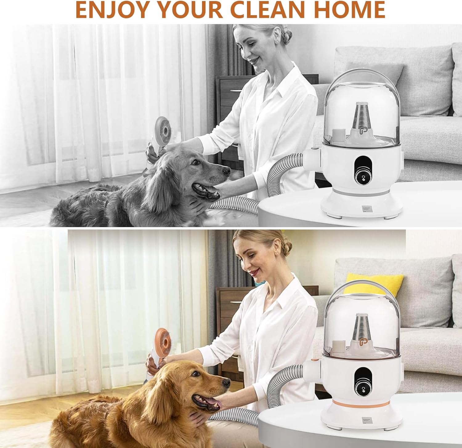 Towallmark Dog Grooming Vacuum Kit, 11Kpa Suction Power Pet Hair Vacuum for Shedding Grooming with 2L Large Capacity Hair Storage, 5 Professional Pet Grooming Tools for Dogs Cats