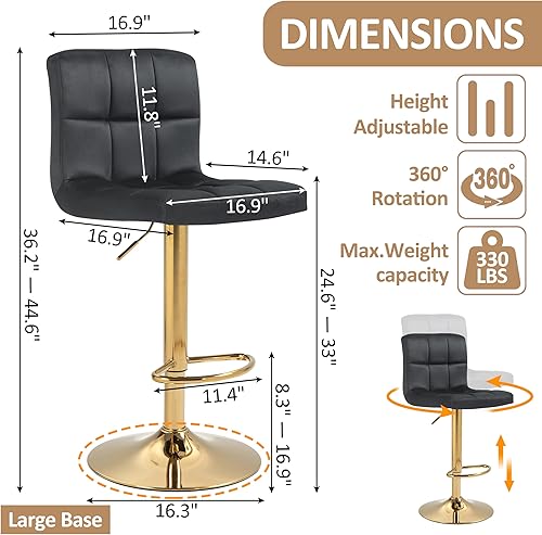 Miniatura 2 de Finnhomy Taburetes de bar modernos de piel sintética, taburetes de bar giratorios con reposapiés y mango trasero de cojín grueso en forma de L,