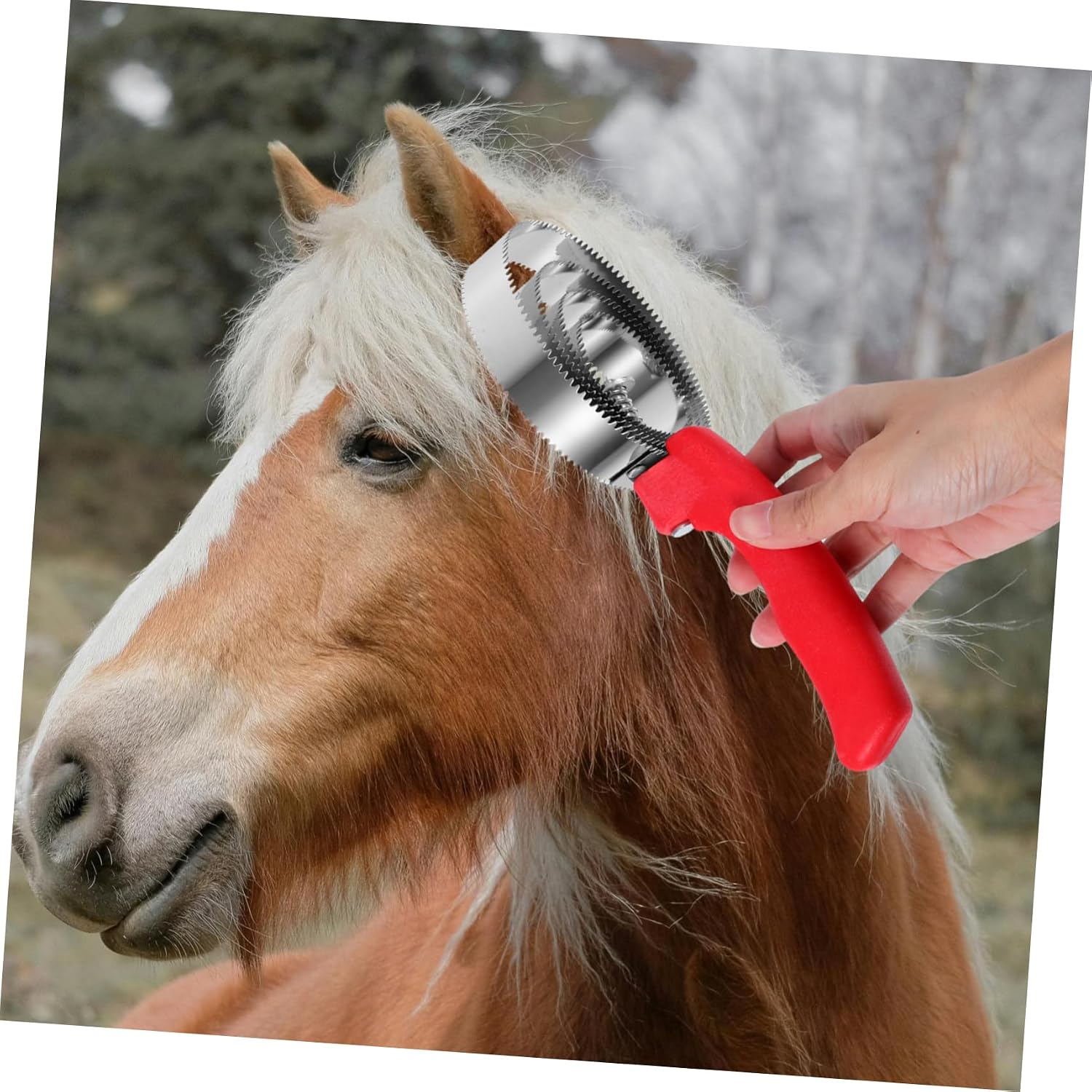 SUPVOX 2pcs Comfortable Grip Reversible Curry Comb Stainless Steel Grooming Brush for Dogs Cows Sheep and Horses Efficient Shedding Tool with Ergonomic Design for Use