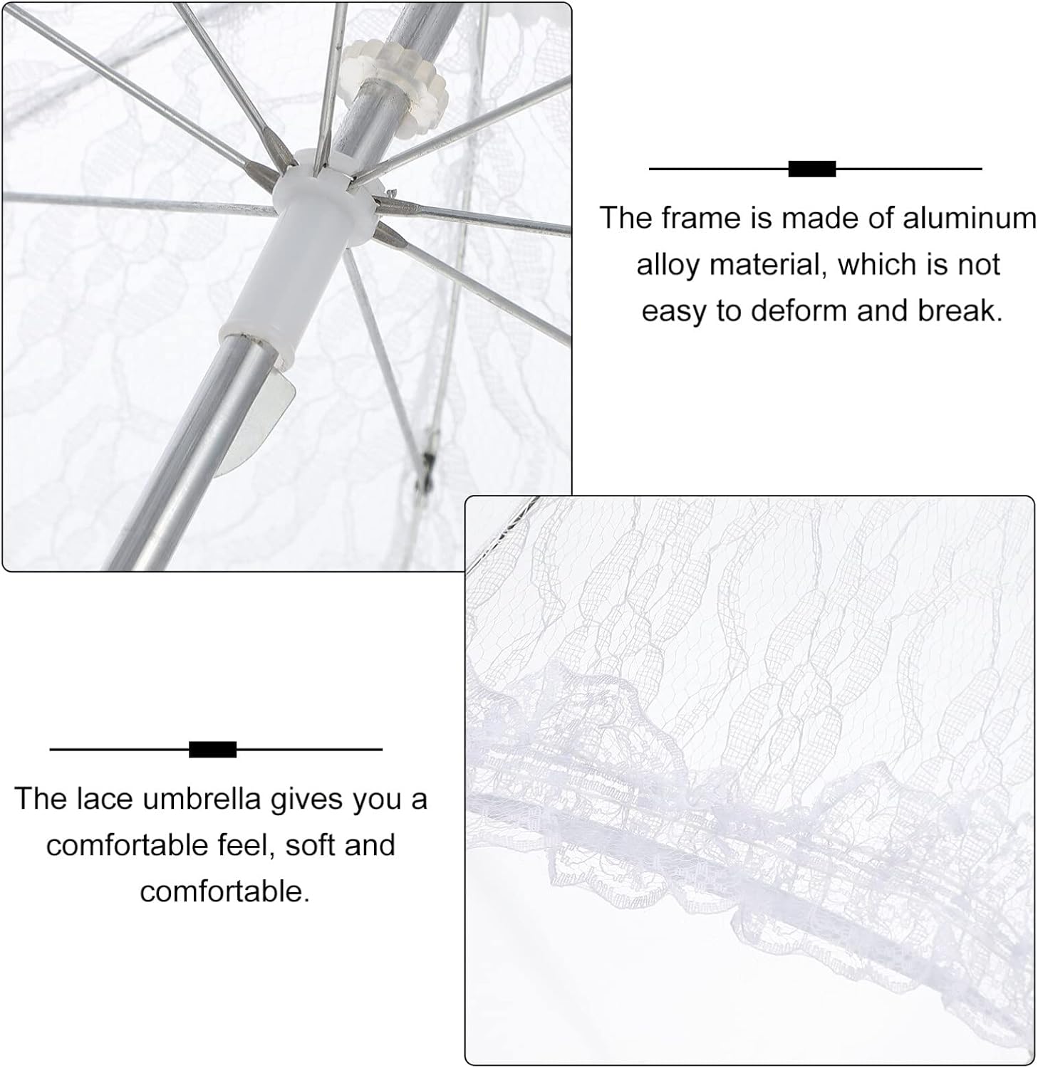 GANAZONO Romantic Lace Embroidery Sun Umbrella 48cm for Wedding Flower Girl Small Vintage Bridal Umbrella Craft Flowers Lace Shading Device