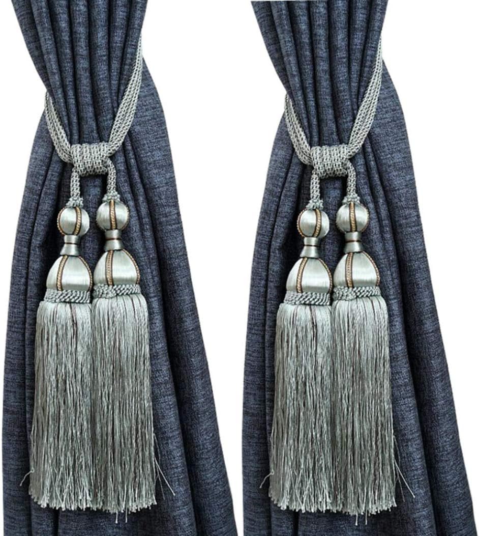 Curtain Tiebacks,Curtain Ties for Drapes,Luxury European Curtain Tassel Tiebacks Elegant 2 Hanging Balls Drapery Holdback Rope for Home Office Window Decoration(Purple OneSize)