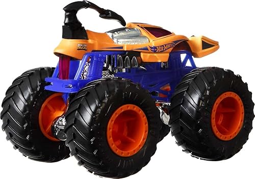 Miniatura 5 de Hot Wheels Monster Trucks Vehículo a escala 1:64, paquete de 4 con idea de regalos de ruedas gigantes para niños de 3 a 6 años de edad [Los estilos