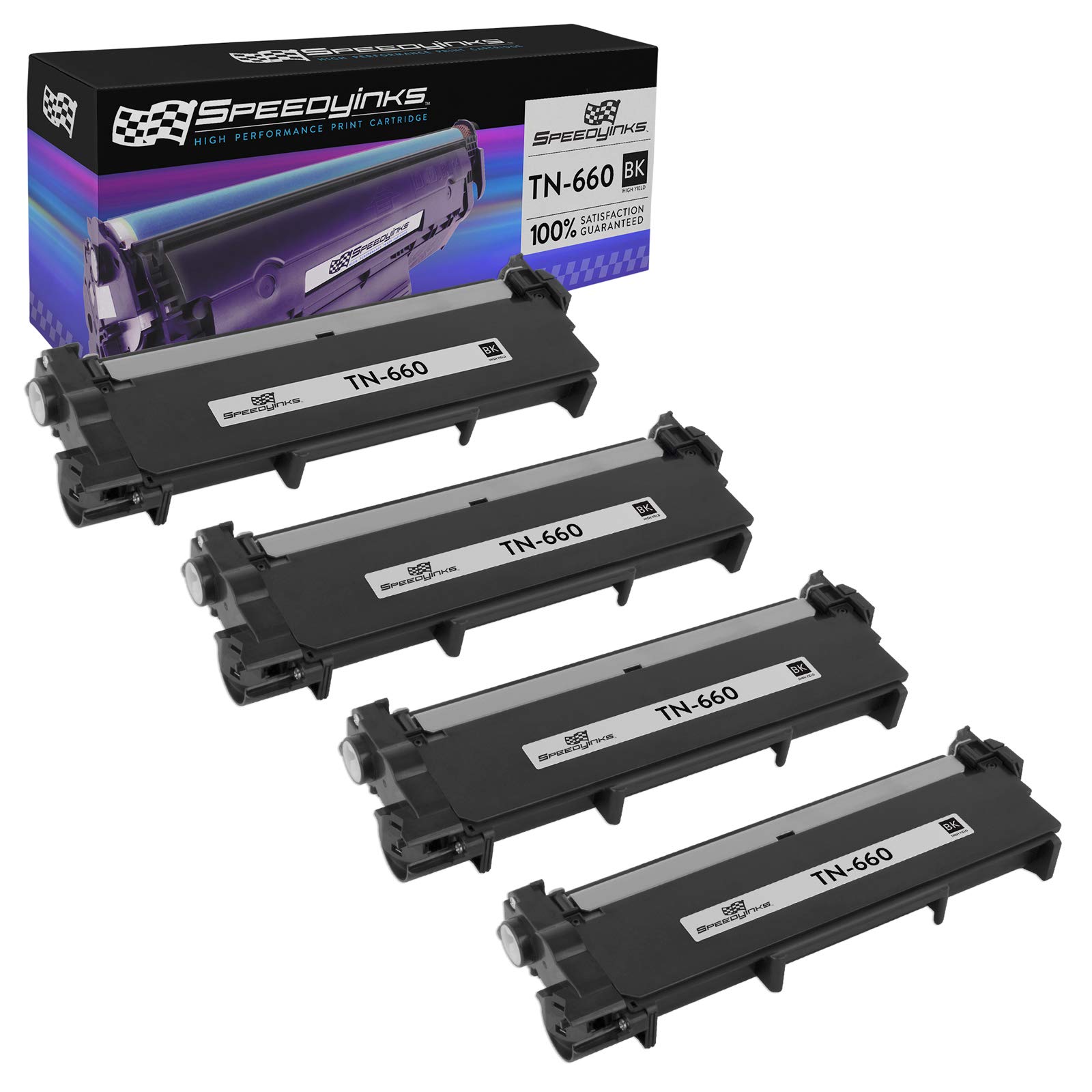 SPEEDYINKSCompatible Toner Cartridge Replacement for Brother TN660 TN-660 TN 660 TN630 High-Yield (Black, 4-Pack) Compatible with Brother HL-L2380DW HL-L2300D DCP-L2540DW MFC-L2700DW MFC-L2685DW