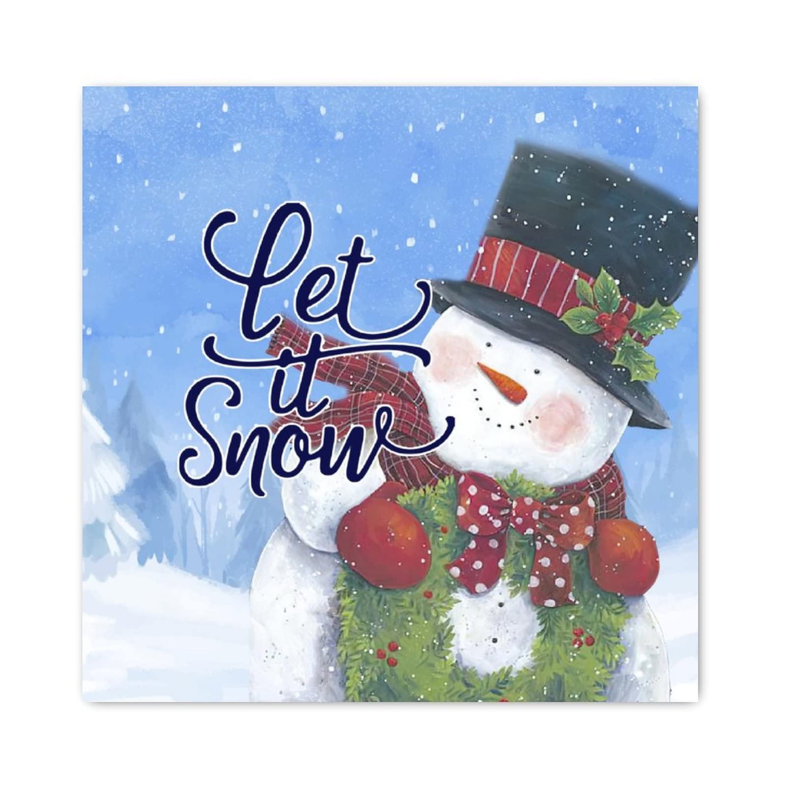 Panneau bois Noël avec bonhomme de neige pour une cuisine festive