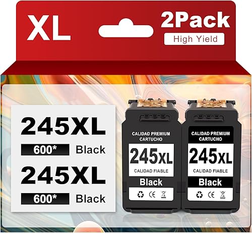 JYZBRW PG-245XL - Cartuchos de tinta negra compatibles con Canon Ink 245 XL, repuesto para 245 tinta negra, funciona con impresora PIXMA MG2420