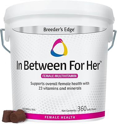 Breeders Edge in Between for Her, Daily Multivitamin Supplement for Breeding Dogs and Cats, Fills Nutritional Gaps, and Supports Moms in Between Breeding, 360ct Cat & Small Dog