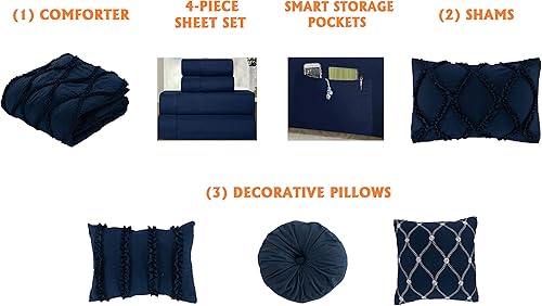 Miniatura 4 de Elegant Comfort - Juego de edredón de 10 piezas con diseño del símbolo de Infinito más suave y acogedor incluye juego de sábanas con bolsillos de