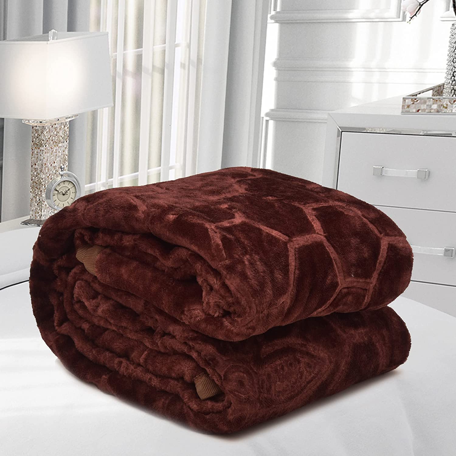 Dream Homme 500 TC Blanket | Floral Embossed Super Soft Mink Blanket for King Size Bed | Double Size Lightweight Blanket for Winter | 90 * 90 Inches (Brown), Pack of 1 (B0BLCVVVNX) Amazon Price History, Amazon Price Tracker