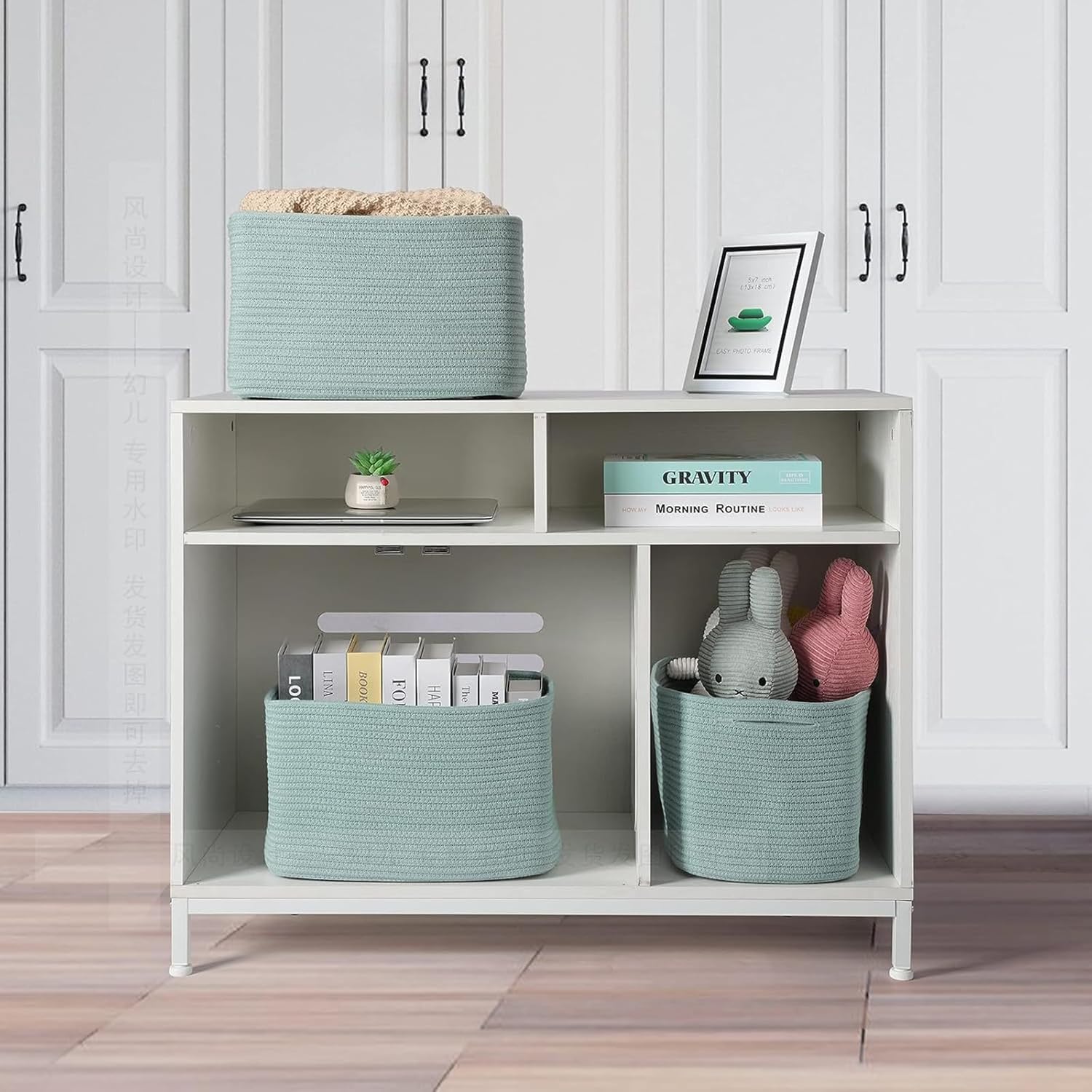 かご 収納 収納バスケット 3個パック、雑貨、伸縮性のあるコットンロープ 折りたたみ式、家庭用収、クロークの汚れた衣類用、ワードロー