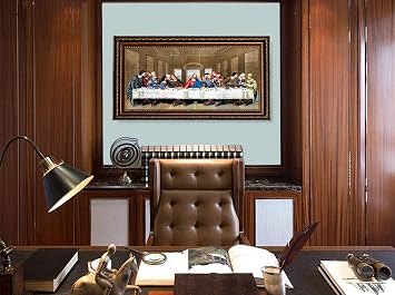 ELITEART- Jesus Christ The Last Supper by Leonardo da Vinci Giclee Art Canvas Prints Framed Size:29x17