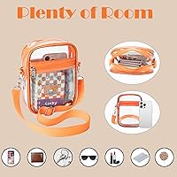 Vista 3 de DNFUN Bolso cruzado transparente, aprobado para estadios, correa ajustable para conciertos, eventos deportivos Naranja