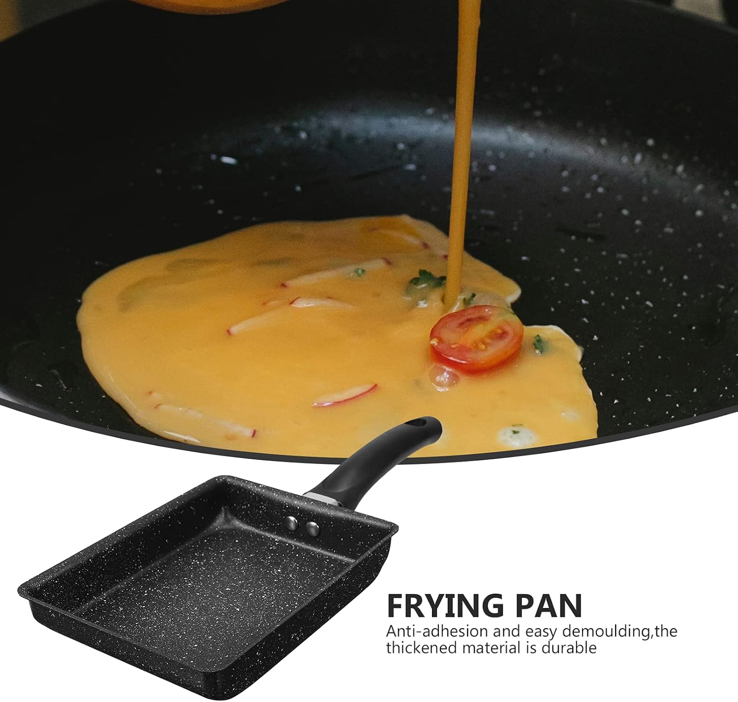 Breakfast Griddle Iron Tamagoyaki Pan Cast Skillet Omelet Rolled Egg Pan Frying Pan Square Grill Pan With Handle For Home Kitchen Breakfast Cooking Frying Pans Wok