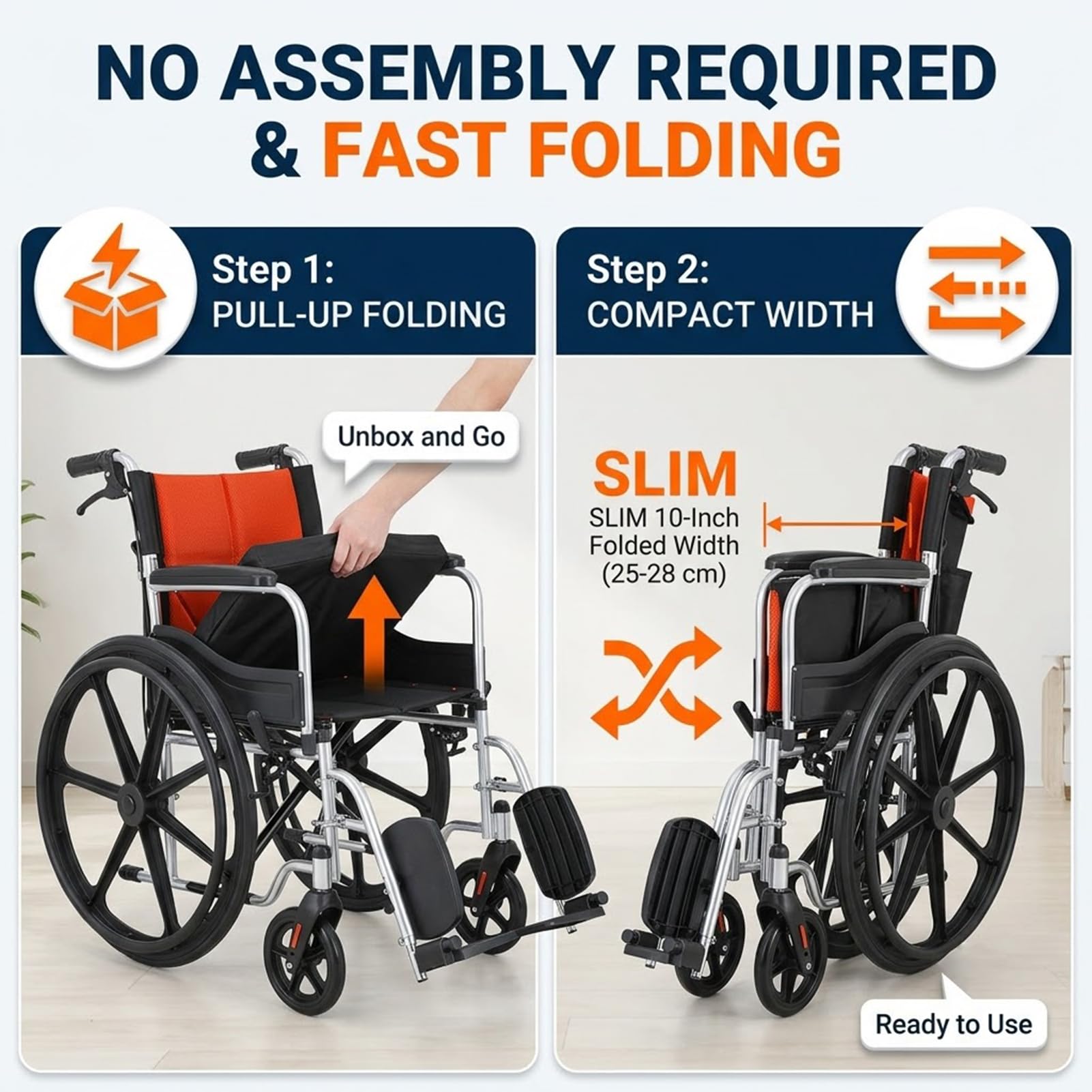 Silla de Ruedas Plegable Ligera de Aluminio con Ruedas Traseras 22" | 11.5kg Ligera, Doble Freno, Asiento Mesh Transpirable, Reposabrazos Ergonómicos, Neumáticos Antipinchazos, Sin Montaje