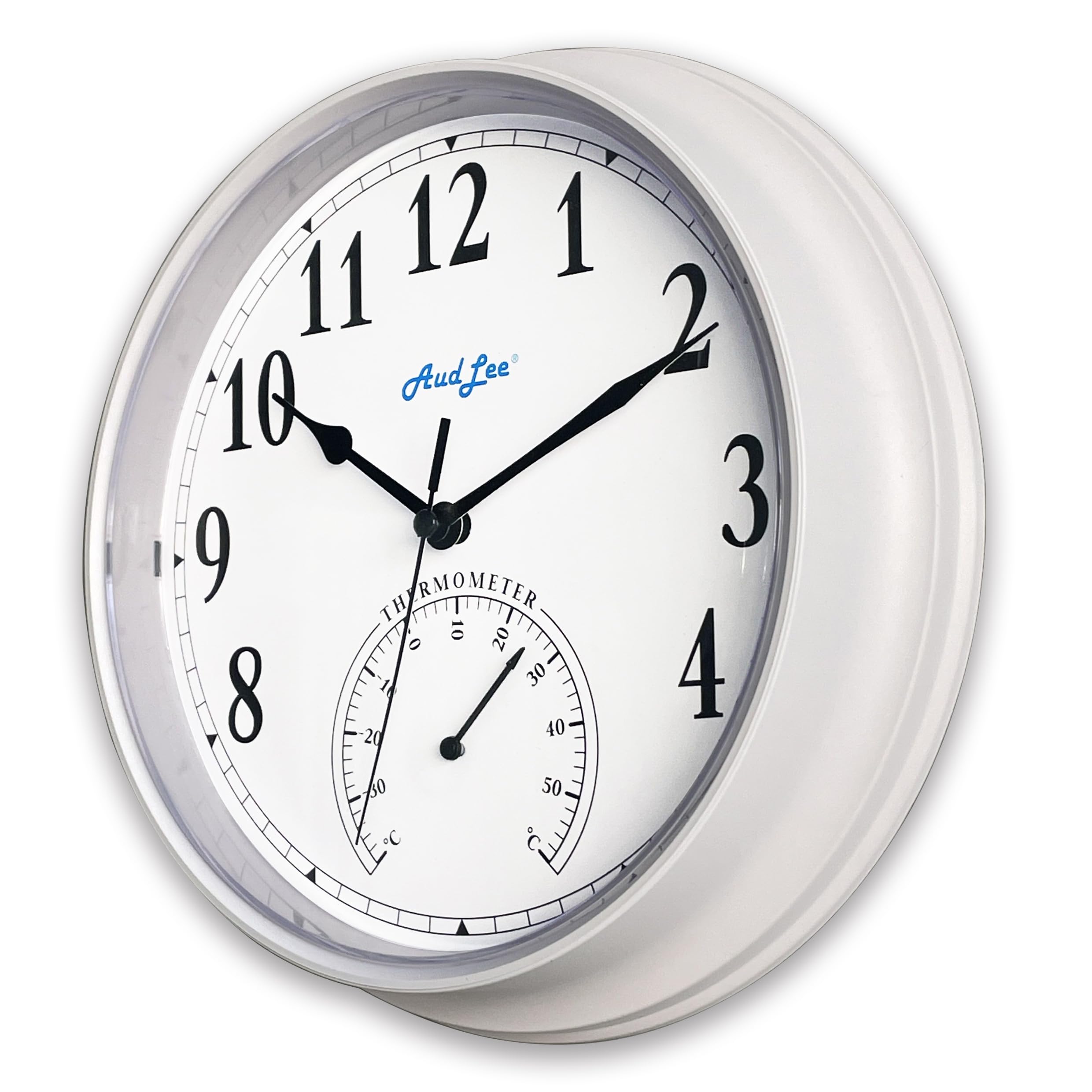 Audlee Warm Lavender (New) 25Cm Tub Indoor Wall Clock With Thermometer. Battery Operated Round Clock. Decorative Clock For Home/Office, Sweep Movement (Warm Lavender)