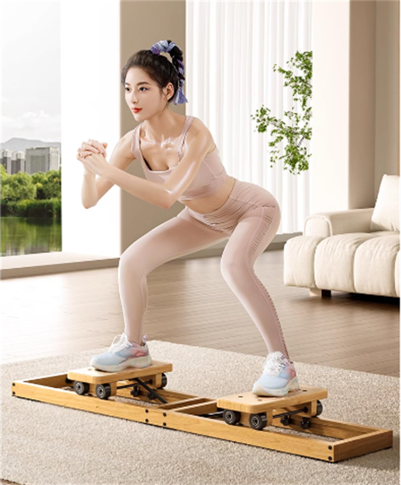 再値下げ！オルショウスキー　ミニチュア　プーさん！体幹トレーニング Amazon.co.jp: 屋内スキーシミュレーター 太ももトレーナー 木製素材