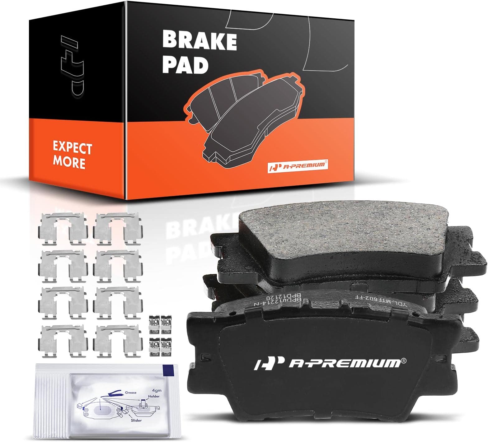 A-Premium Rear Ceramic Disc Brake Pads Set Compatible with Select Toyota, Lexus and Pontiac Models - Avalon 2007-2021, Camry, Matrix, RAV4, ES300h, ES350, HS250h, Vibe, with Hardware, 4 Pcs